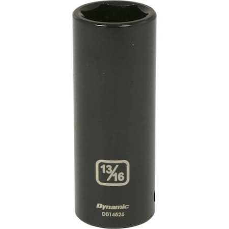 Dynamic 1/2" Drive Deep Socket, Black Phosphate, Tools 1/2" Drive 6 Point SAE, 13/16" Deep Length D014526